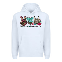 White peace love maine coon cat Premium Hoodie - LillyAllenDesigns