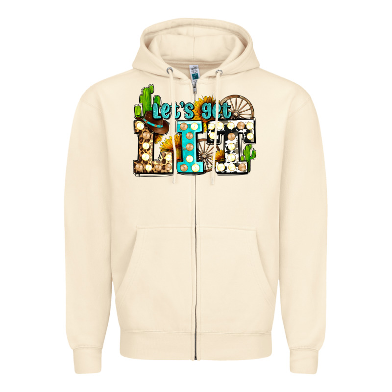 Western Lets Get Lit Ado Zipper Hoodie by AdoDesignShop | Teevron