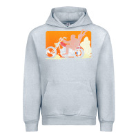 Heather Grey bigfoot t  shirt bigfoot riding motorcycle for biker sasquatch chick t Urban Hoodie - linhVisuals