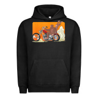 Pigment Black bigfoot t  shirt bigfoot riding motorcycle for biker sasquatch chick t Urban Hoodie - linhVisuals