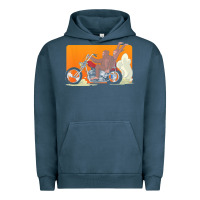 Pigment Midnight Navy bigfoot t  shirt bigfoot riding motorcycle for biker sasquatch chick t Urban Hoodie - linhVisuals