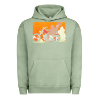 Pigment Oil Green bigfoot t  shirt bigfoot riding motorcycle for biker sasquatch chick t Urban Hoodie - linhVisuals