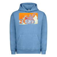 Pigment Pebble Blue bigfoot t  shirt bigfoot riding motorcycle for biker sasquatch chick t Urban Hoodie - linhVisuals