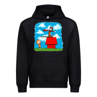 Black Calvin Hobbes Urban Hoodie - linhVisuals
