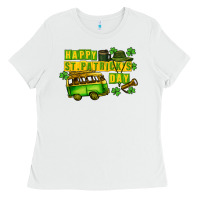 White Camper Happy St. Patrick's Day Ladies Tee - CowGirlArtShop