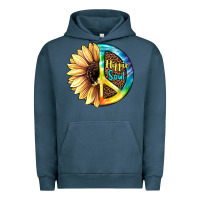 Pigment Midnight Navy Hippie Soul with Sunflower and Leopard Background Urban Hoodie - JahusDesignShop