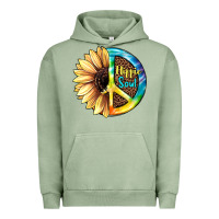 Pigment Oil Green Hippie Soul with Sunflower and Leopard Background Urban Hoodie - JahusDesignShop