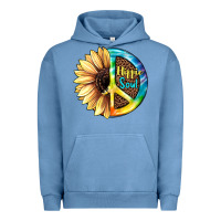 Pigment Pebble Blue Hippie Soul with Sunflower and Leopard Background Urban Hoodie - JahusDesignShop