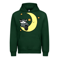 Forest Green crescent moon raccoon Urban Hoodie - linhVisuals