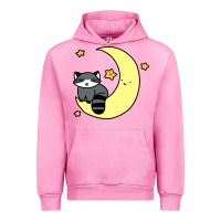 Fuchsia Pink crescent moon raccoon Urban Hoodie - linhVisuals