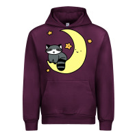 Mauve Wine crescent moon raccoon Urban Hoodie - linhVisuals
