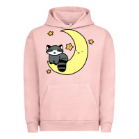 Pigment Salmon crescent moon raccoon Urban Hoodie - linhVisuals