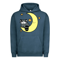 Pigment Midnight Navy crescent moon raccoon Urban Hoodie - linhVisuals