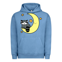 Pigment Pebble Blue crescent moon raccoon Urban Hoodie - linhVisuals