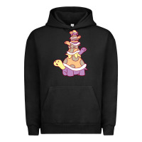 Pigment Black cute turtle stack Urban Hoodie - linhVisuals