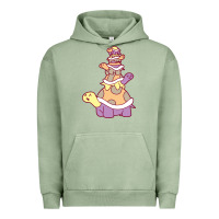 Pigment Oil Green cute turtle stack Urban Hoodie - linhVisuals
