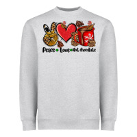 Heather Grey peace love  hot chocolate Heavyweight Sweatshirt - AdoDesignShop