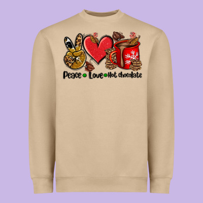 Peace Love  Hot Chocolate Heavyweight Sweatshirt Designed By Adodesignshop