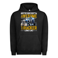 Pigment Black awesome trucker big rig semi trailer truck driver gift men tank top Urban Hoodie - linhVisuals