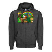 Charcoal Heather lucky with st patricks elements Zipper Hoodie - AdoDesignShop
