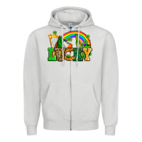 Dove Grey lucky with st patricks elements Zipper Hoodie - AdoDesignShop