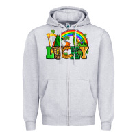 Heather Grey lucky with st patricks elements Zipper Hoodie - AdoDesignShop