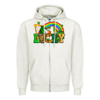 Oatmeal Heather lucky with st patricks elements Zipper Hoodie - AdoDesignShop