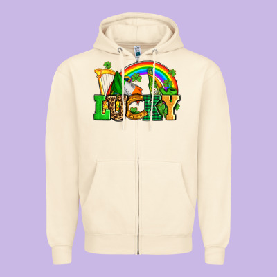 Lucky With St Patricks Elements Zipper Hoodie Designed By Adodesignshop
