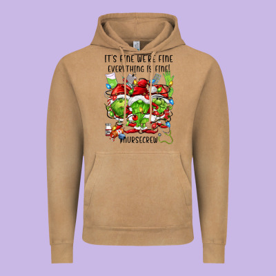 It's Fine We're Fine Everythıng Is Fine! Nursecre Vintage Hoodie Designed By Fadigitalartstudio