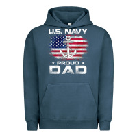 Pigment Midnight Navy u.s navy proud dad with american flag gift veteran day t shirt Urban Hoodie - linhVisuals