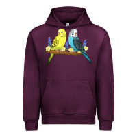 Mauve Wine cute budgies Urban Hoodie - linhVisuals