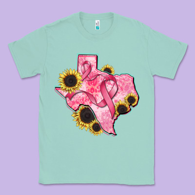 Texas Map Breast Cancer Classic Tee Designed By Cowgirlartshop