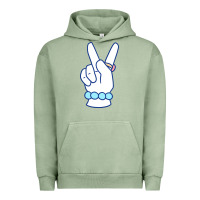 Pigment Oil Green girl peace sign Urban Hoodie - linhVisuals