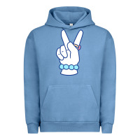 Pigment Pebble Blue girl peace sign Urban Hoodie - linhVisuals