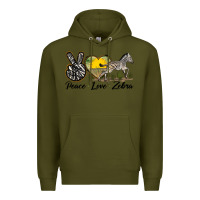 Army Green peace love zebra Premium Hoodie - LillyAllenDesigns