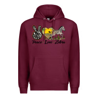 Burgundy peace love zebra Premium Hoodie - LillyAllenDesigns