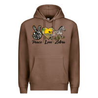 Chestnut peace love zebra Premium Hoodie - LillyAllenDesigns