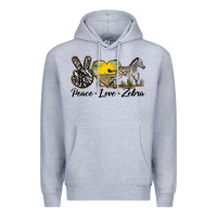 Heather Grey peace love zebra Premium Hoodie - LillyAllenDesigns