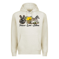 Oatmeal Heather peace love zebra Premium Hoodie - LillyAllenDesigns