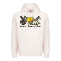 Pale Pink peace love zebra Premium Hoodie - LillyAllenDesigns
