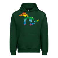 Forest Green all michigan great lakes rainbow colors Urban Hoodie - linhVisuals
