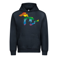 Navy all michigan great lakes rainbow colors Urban Hoodie - linhVisuals