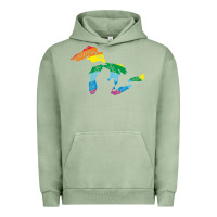 Pigment Oil Green all michigan great lakes rainbow colors Urban Hoodie - linhVisuals