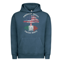 Pigment Midnight Navy american grown italian roots usa italy flag tree Urban Hoodie - linhVisuals