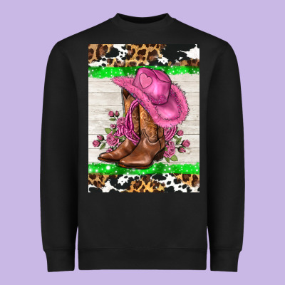 Cowgitl Hat And Roses Heavyweight Sweatshirt Designed By Adodesignshop