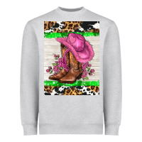 Heather Grey cowgitl hat and roses Heavyweight Sweatshirt - AdoDesignShop