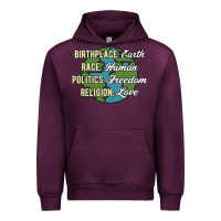 Mauve Wine birthplace earth race human politics freedom religion love equality al Urban Hoodie - linhVisuals