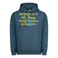 Pigment Midnight Navy birthplace earth race human politics freedom religion love equality al Urban Hoodie - linhVisuals