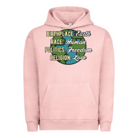 Pigment Salmon birthplace earth race human politics freedom religion love equality al Urban Hoodie - linhVisuals