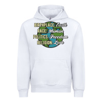 White birthplace earth race human politics freedom religion love equality al Urban Hoodie - linhVisuals